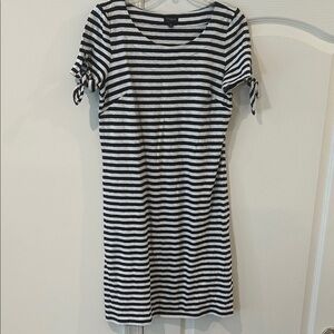 Talbots Black and White Striped Mini Dress
